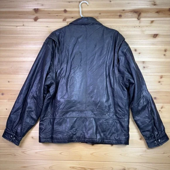 Wilsons Leather Pelle Studio Jacket Mens Large Black Thinsulate Bomber Jacket